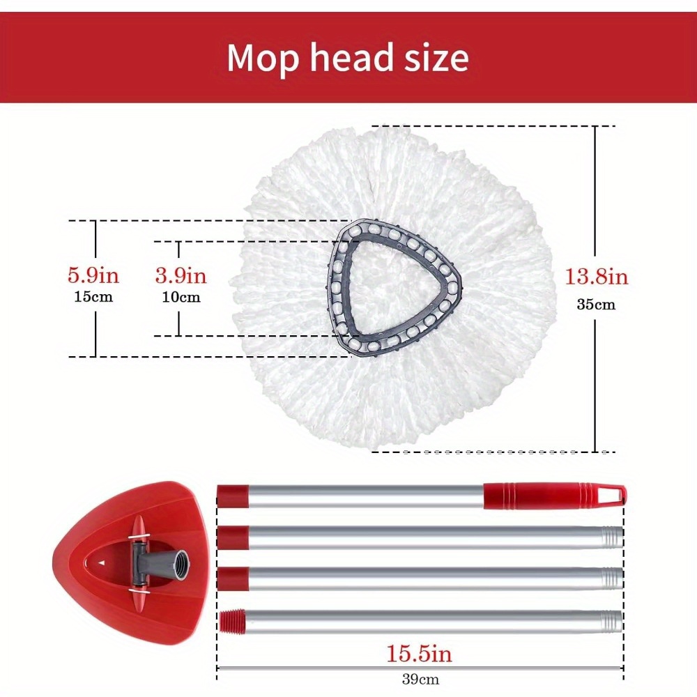 Spin Mop Replace Head Base, Handle Compatible with O Cedar EasyWring Microfiber Spin Mop,6 Mop Refills Replacement Heads, 30-58" Mop Handle and 1 Mop Base Combo Set64773450470530122