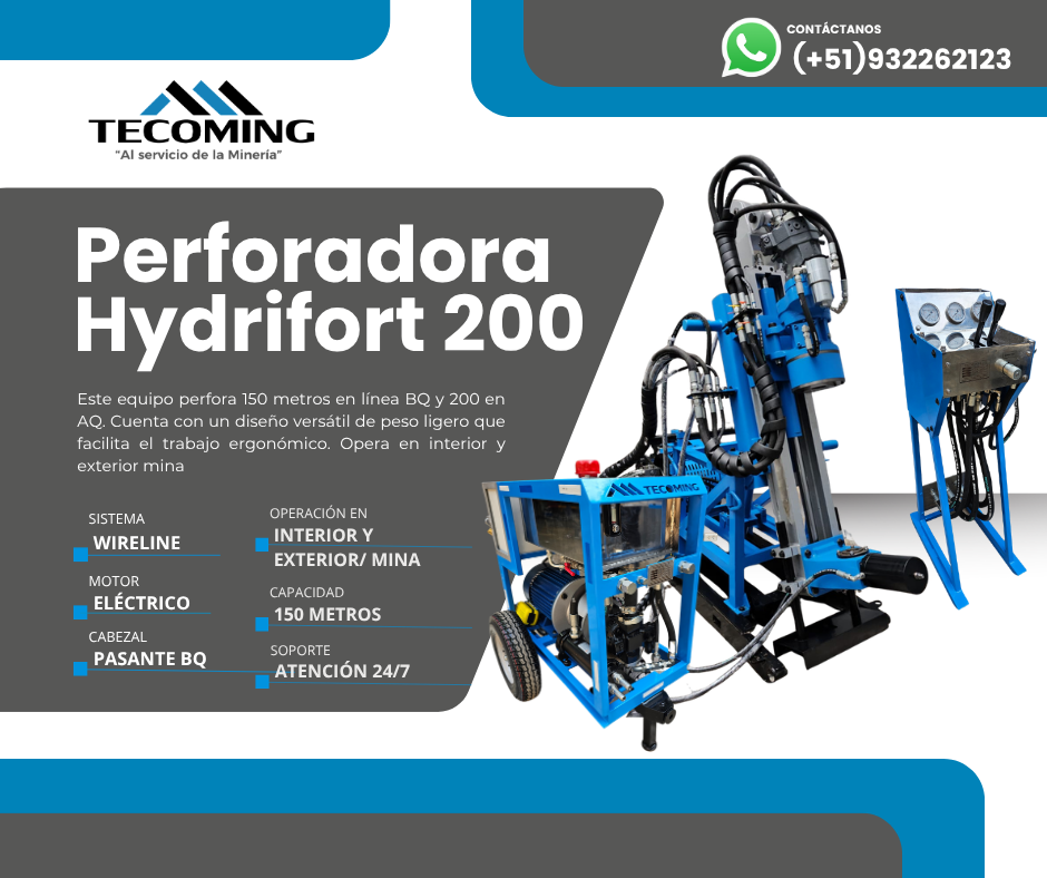 Servicio de Perforación Diamantina Hydrifort 200 con Soporte 24/7
