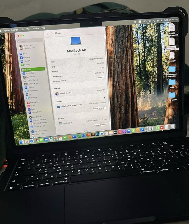ماك بوك M2 سعة 256 غيغابايت، جهاز كامل ونظيف65003055772163120