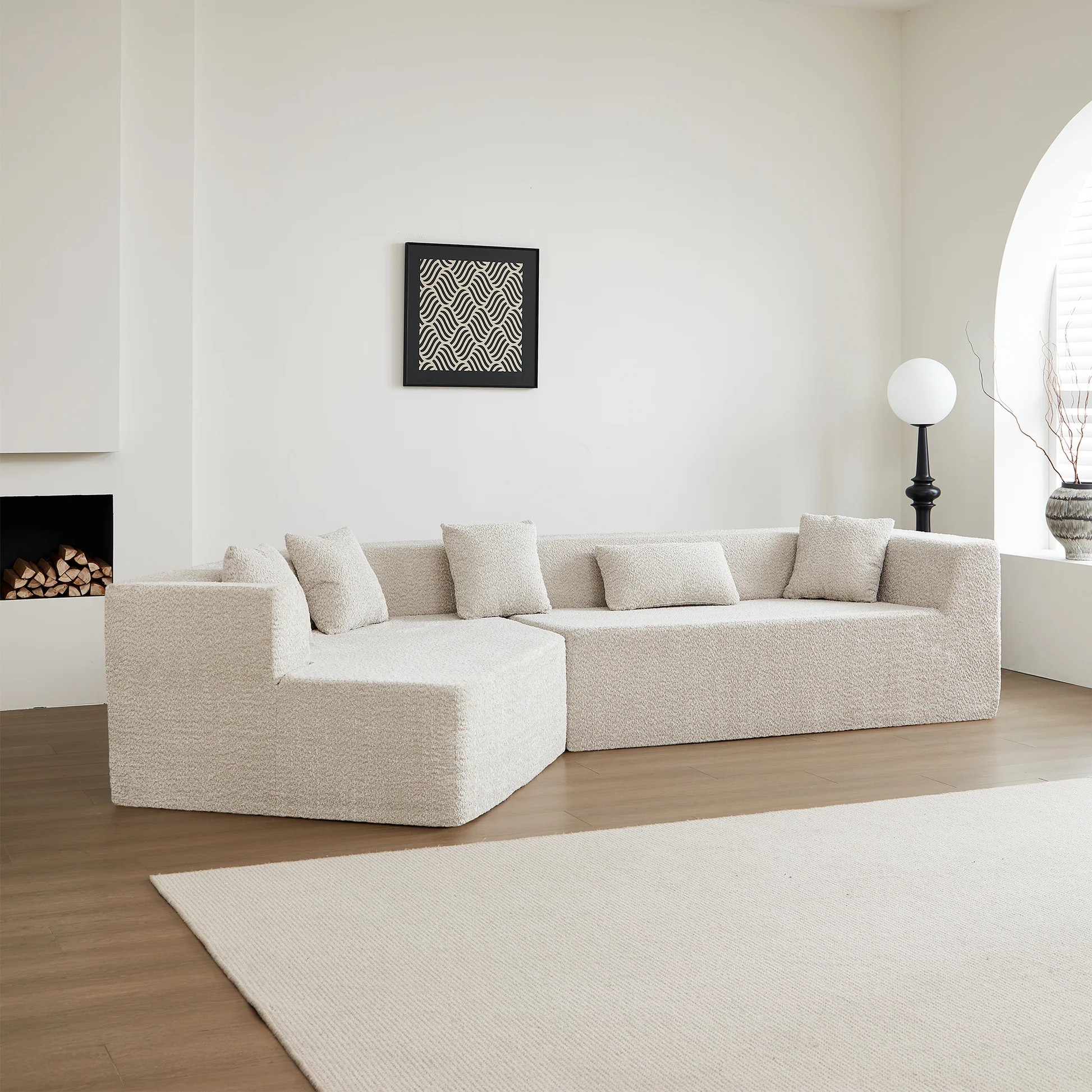 Sofá minimalista moderno de 127.5'', con asiento profundo, sin necesidad de montaje W848S0004263889062256641120