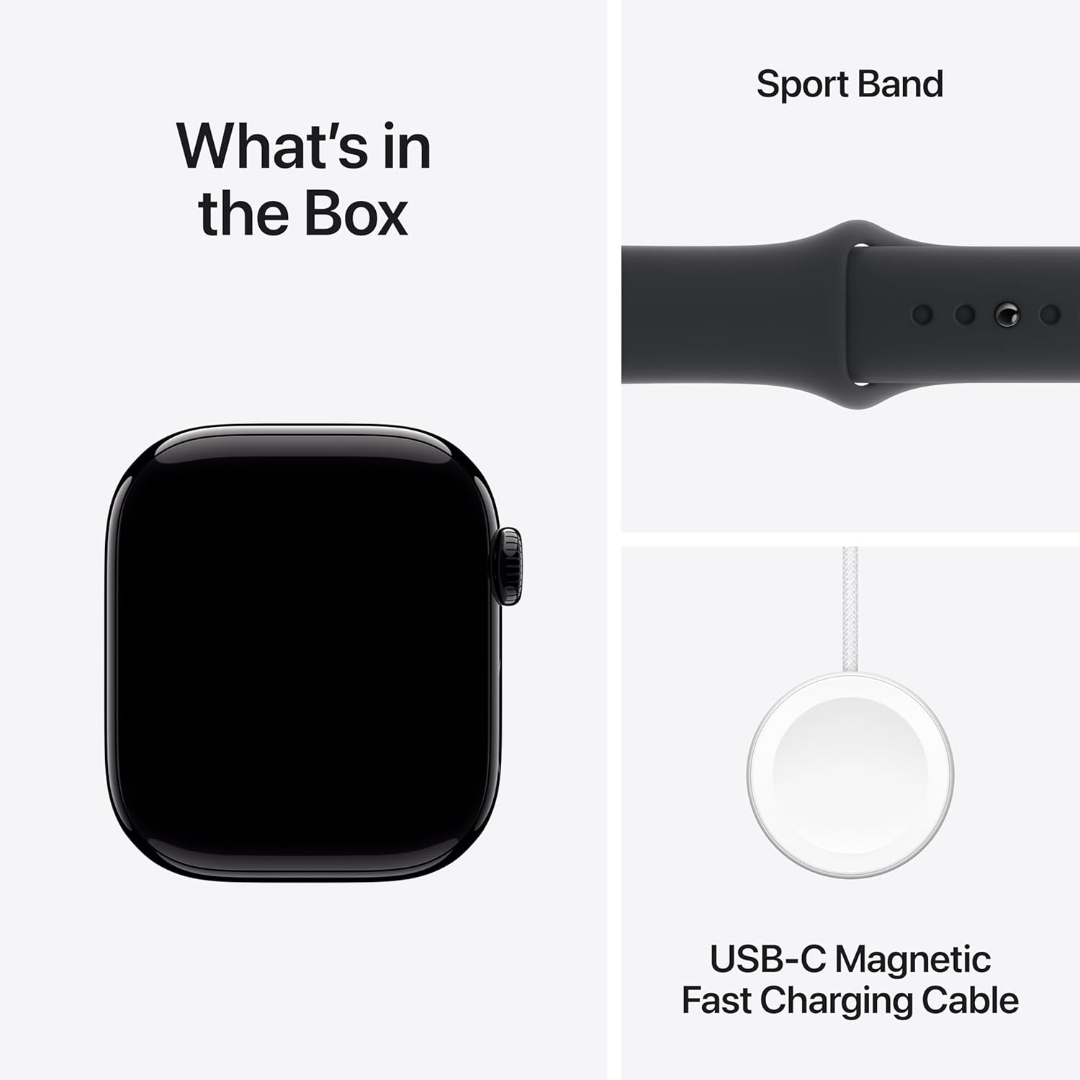 Apple Watch Serie 10 [GPS + Cellular 42 mm] con caja de aluminio en negro intenso y correa deportiva negra - Talla S/M. Rastreador de condición física Aplicación de ECG Pantalla Retina siempre activa Resistente al agua63037900740611123
