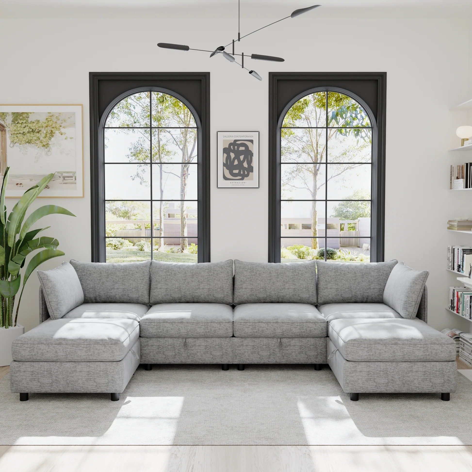 Modular Sectional Sofa, Convertible Sofa Seat With Storage, Sleeper Sectional Sofa Set, Fabric Flexible Modular Combinations for Living Room W680S0002963888670548609120