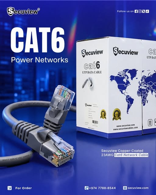 كابل شبكة سكوفيو من فئة Cat6 بسماكة 23AWG وبطول 305 مترًا مصنوع من نحاس ألومنيوم مكوّن (CCA) معروض للبيع