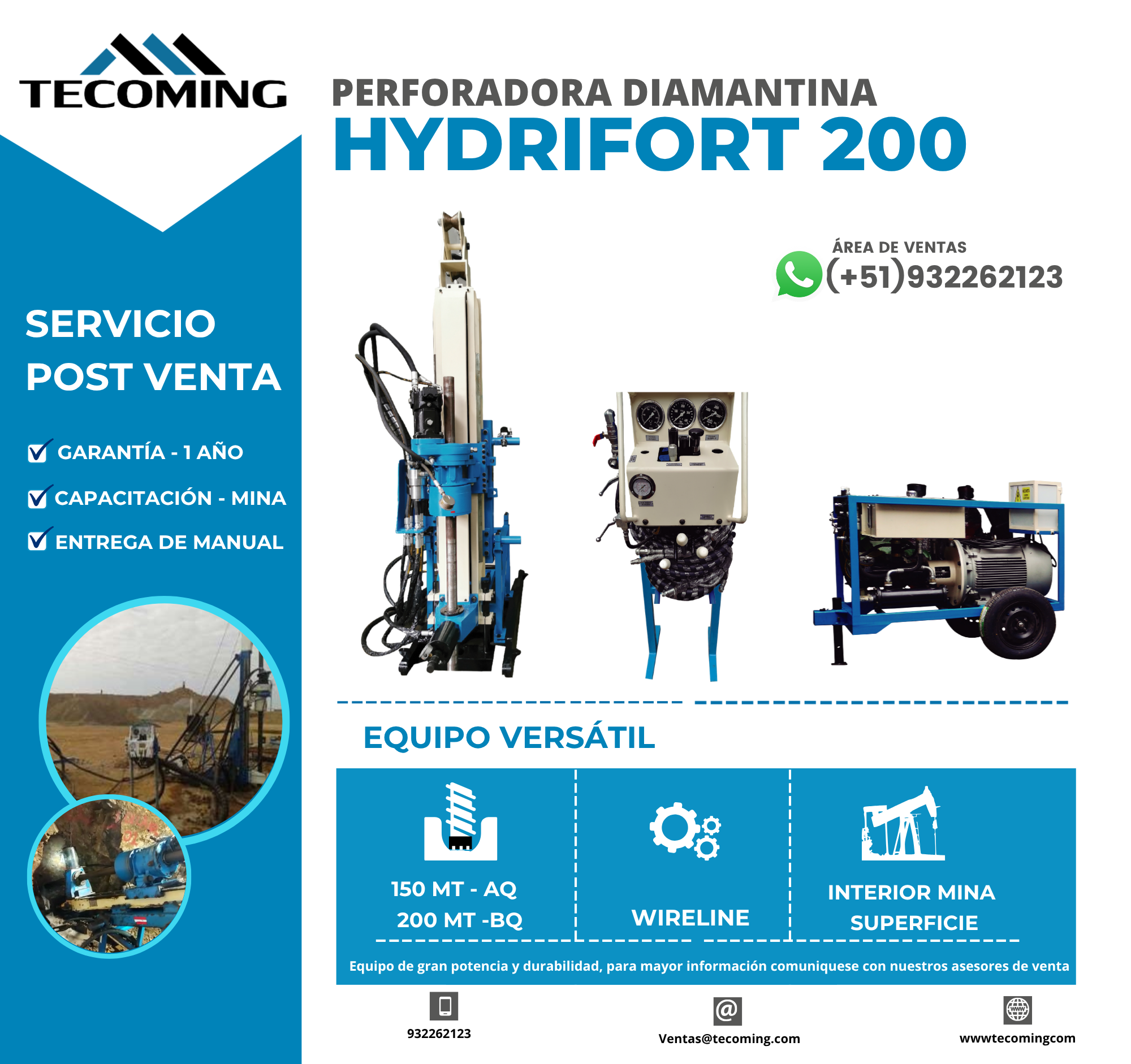 Servicio de Perforadora Diamantina HYDRIFORT 200 Confiable