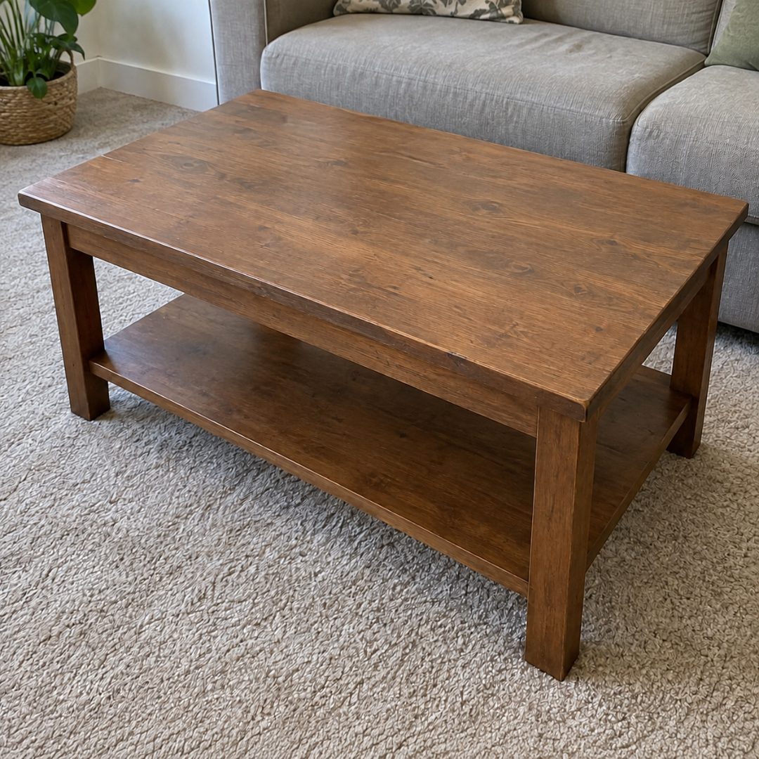 Wooden Coffee Table with Lower Shelf for Sale