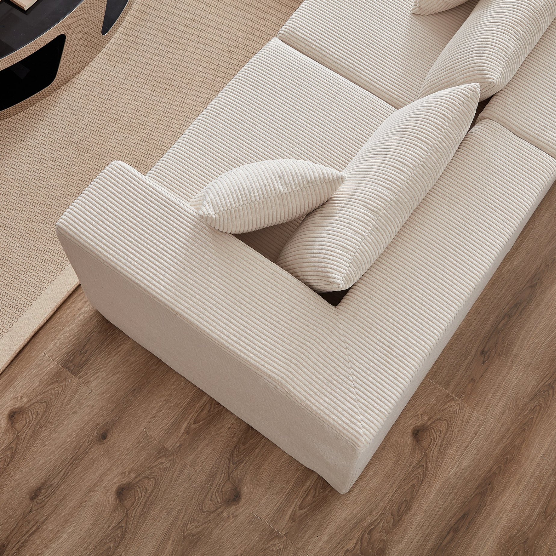 Sofá Seccional Modular en Forma de L de 104 Pulgadas de Terciopelo Pile, Juego de Sofá de Piso de Lujo, Muebles Tapizados para Interiores, Sofá Relleno de Espuma Comprimido para Sala de Estar, Dormitorio, Combinación Libre de 4 Piezas W834S0038563888861926145122