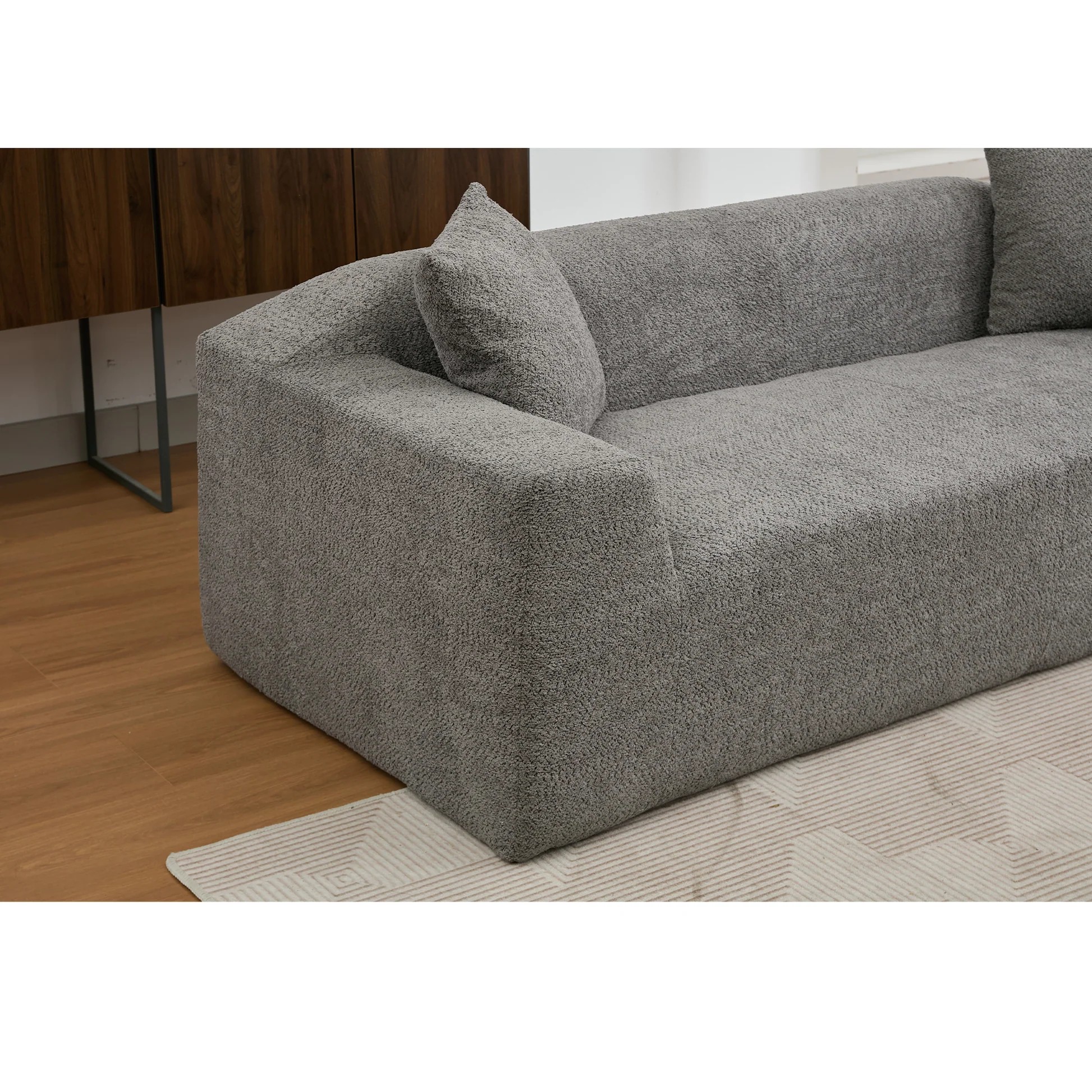 [NEW ARRIVED] [VIDEO PROVIDED]2 Piece Boucle Cloud Sofa Set, Upholstered Sofa Set, Modern 3 Seater and 2 Seater Sofa with MDF End Table for Living Room ,Apartment,3+2 couch,Boucle,Dark Gray W2108S000763902061996674122