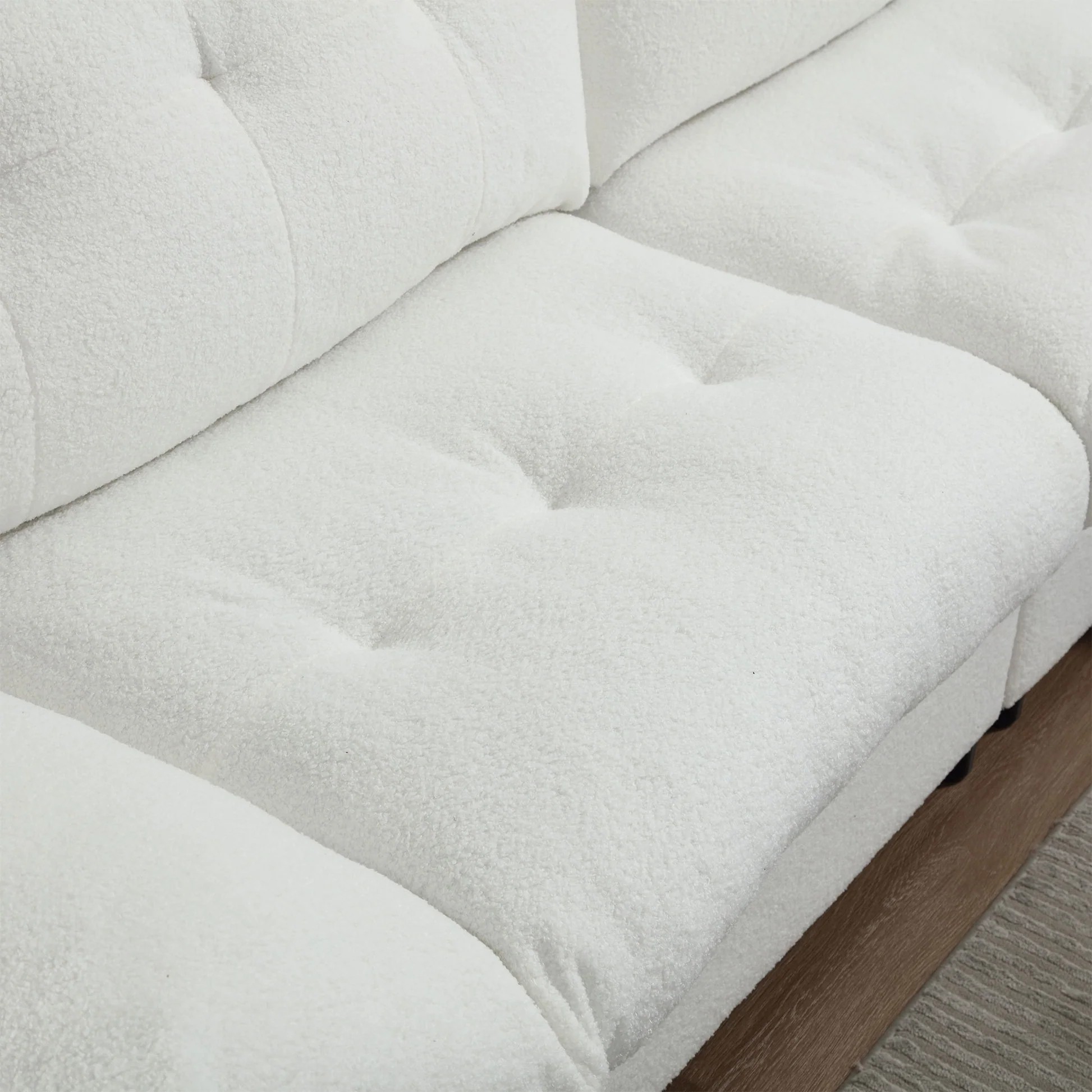 [VIDEO proporcionado][Nuevo] Sofá estilo nube, tela de terciopelo teddy, cómodo sofá acolchado tipo nube para sala de estar, apartamento W2705S0000363886973657217122