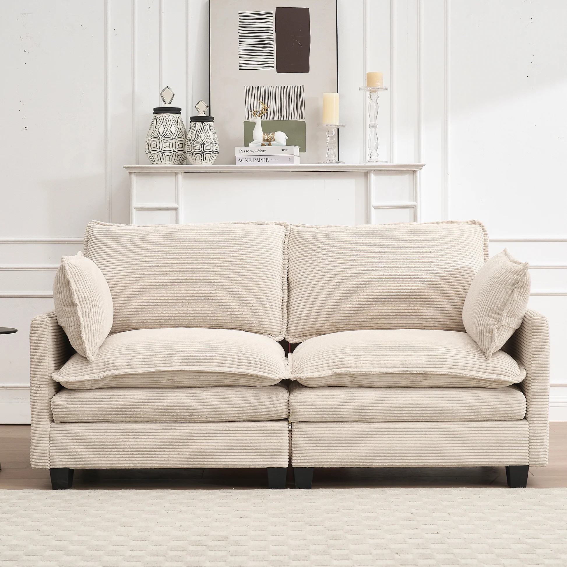 [VIDEO proporcionado][Nuevo] Sofá modular, sofá grande de terciopelo con forma de U, cómodo sofá tapizado de 2 plazas, 2 almohadas lumbares, sofá de asiento profundo para sala de estar W2705P26848063888873993219120