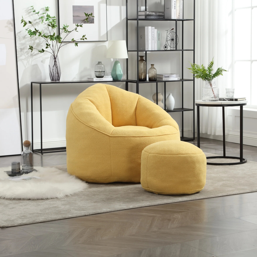 Silla de sofá de saco de dormir de espuma de alta presión con relleno acolchado, silla de saco de dormir para adulto con reposapiés W1996P18328463876992776067120