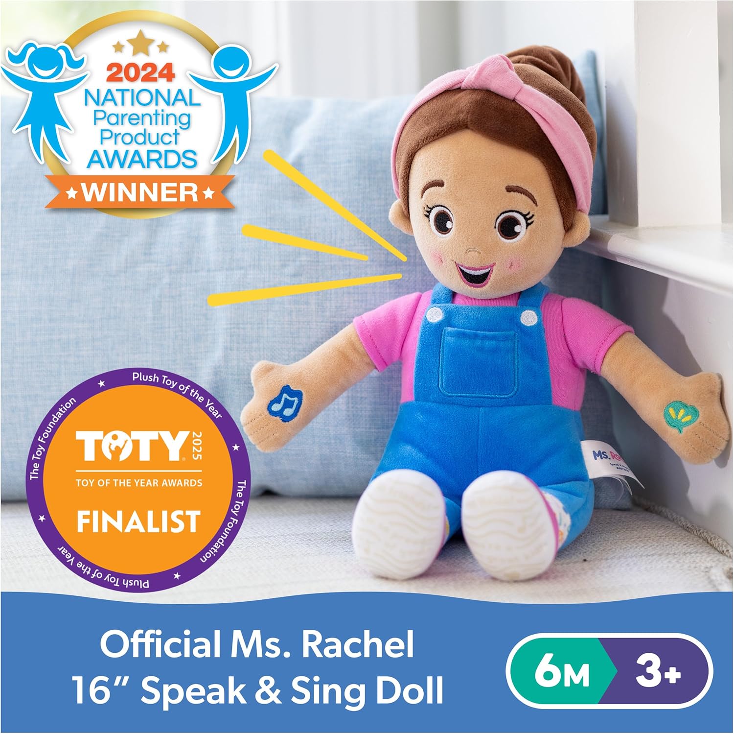 Muñeca Ms. Rachel Habla y Canta de 16 pulgadas, juguete interactivo con 4 canciones y más de 16 frases, juguetes para niños y niñas de 6 meses a 3+ años (caja abierta)63678495253761121