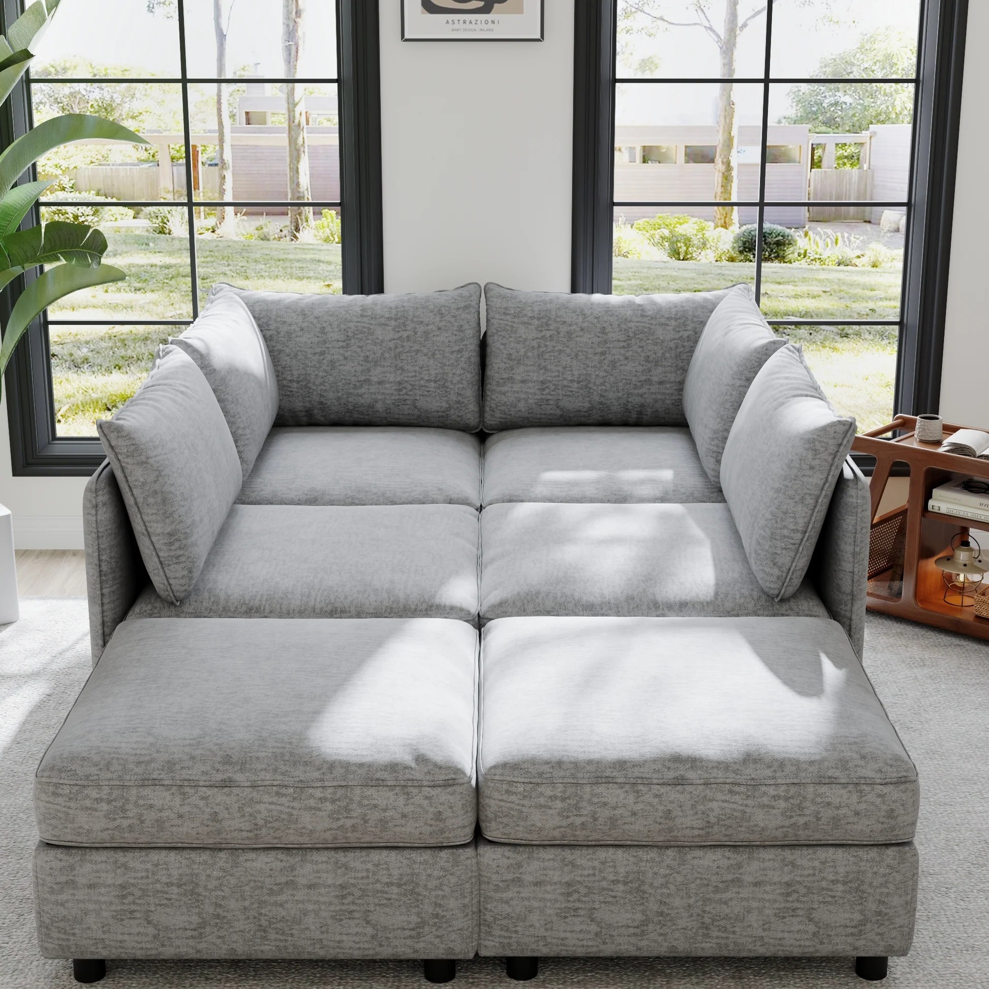 Modular Sectional Sofa, Convertible Sofa Seat With Storage, Sleeper Sectional Sofa Set, Fabric Flexible Modular Combinations for Living Room W680S0002963888670548609121