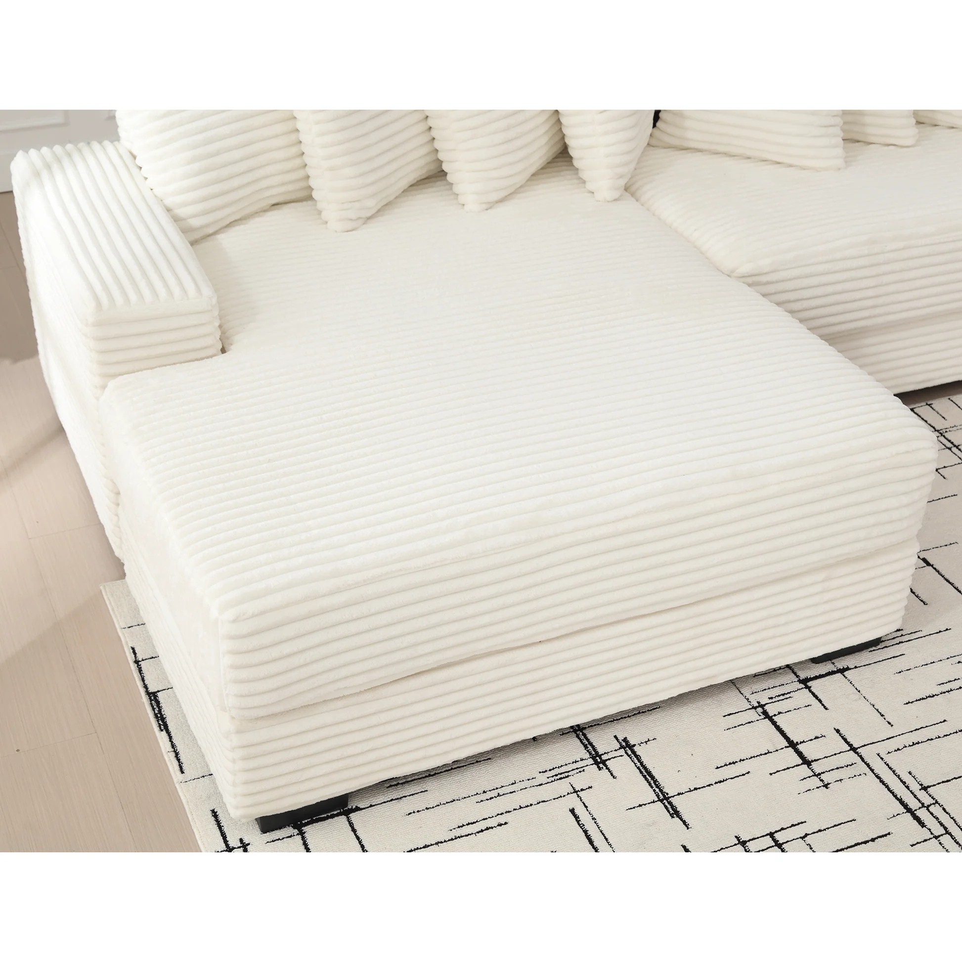[NUEVO LLEGADO] [VIDEO PROPORCIONADO] Sofás de dos piezas extragrandes, sofá en forma de L, terciopelo, chaise larga izquierda, con reposabrazos, ocho cojines decorativos, sofá de esquina, fácil de armar, beige W2108S0006563888719858435122