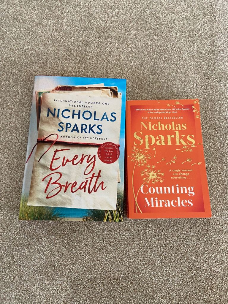 Nicholas Sparks Novels \'Every Breath\' & \'Counting Miracles\' - Excellent Condition