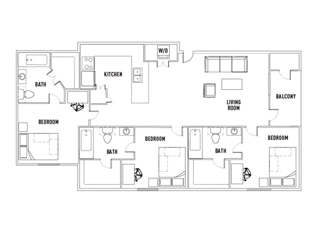 University Trails, Lubbock – Habitación en apartamento de 3 dormitorios y 3 baños