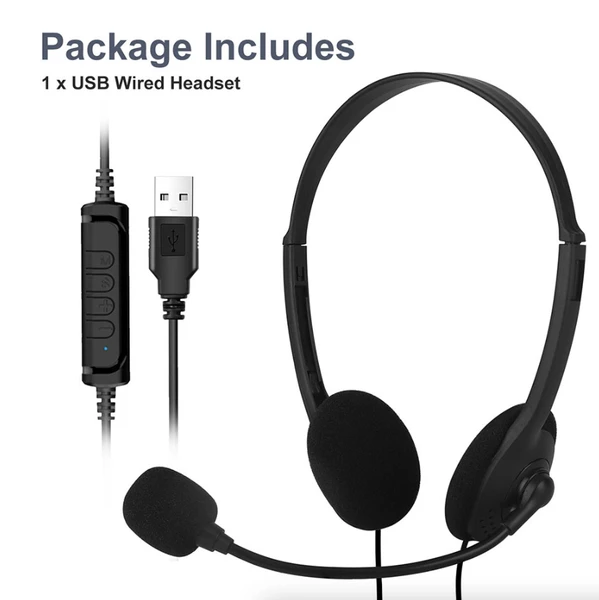 USB Headset Headphone With Microphone Noise Cancelling For PC Computer Call Chat64851988886913122