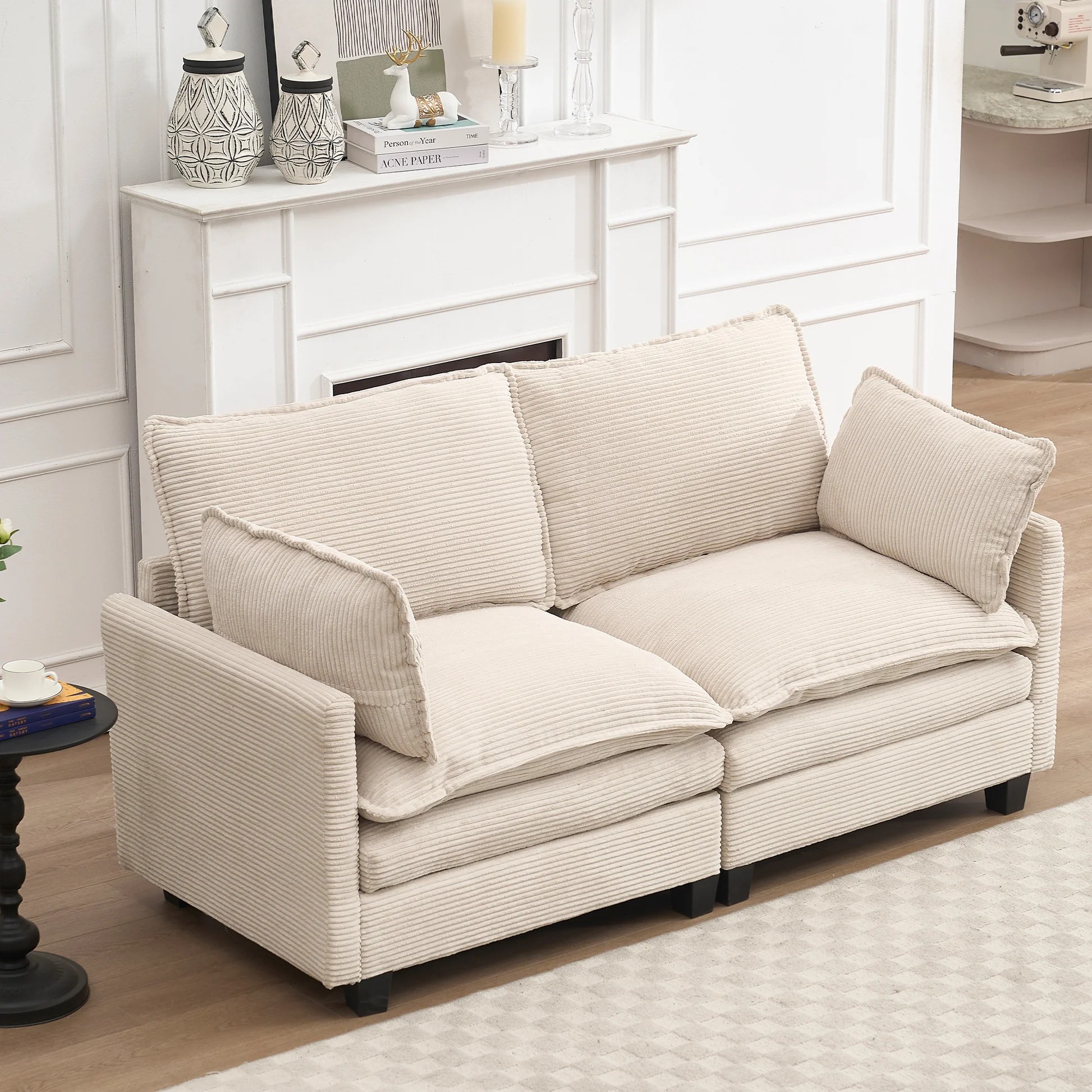 [VIDEO provided][New] Modular Sofa , Velvet Large U-Shaped Couch Comfy Upholstered 2-Seat Sofa ,2 Lumbar Pillow, Deep Seat Couch for Living Room W2705P26848063888873993219121