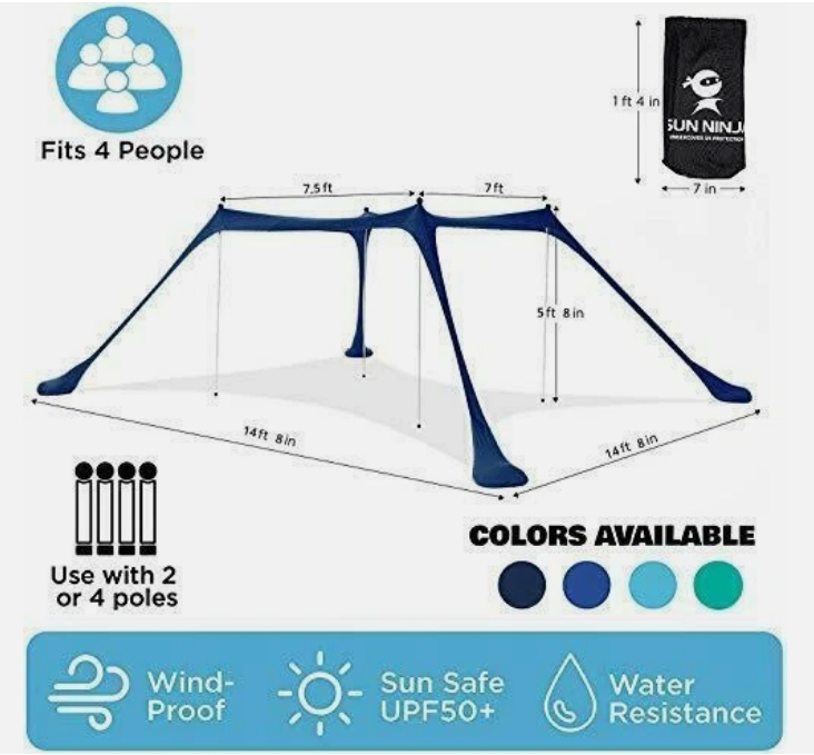 (Original $118) SUN NINJA Tienda de playa Protección solar UPF50+, Nuevo otro63203540796801123