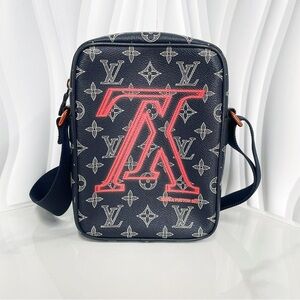 Louis Vuitton Navy & White Monogram Canvas LED Neon Logo Crossbody Bag