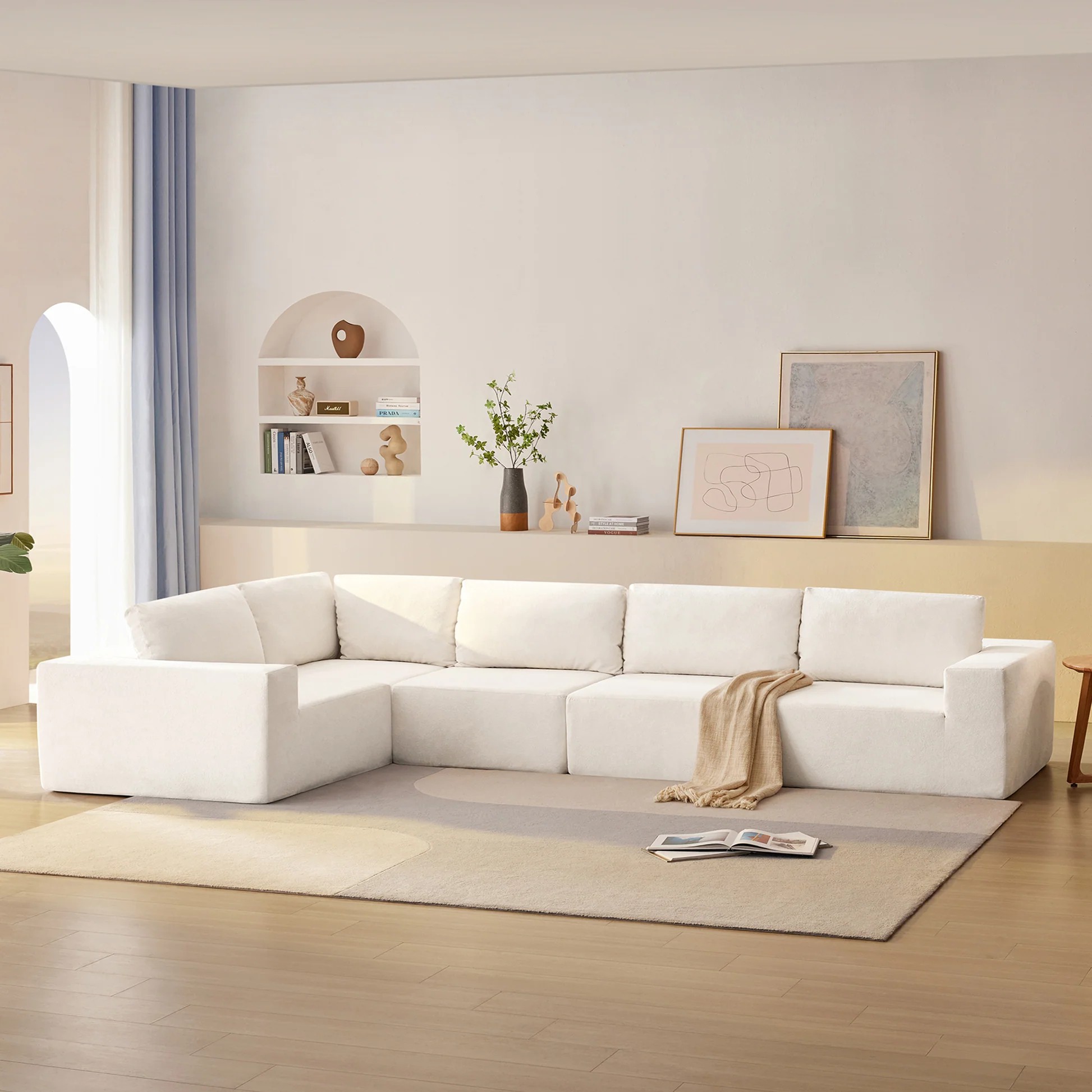 [VIDEO]Sofá Seccional Modular de 147', con Asiento Ancho, sin Montaje Requerido, Combinación Libre, Juego de Sofá en Forma de L, Muebles Tapizados para Interiores, Sofá Minimalista Sin Estructura para Sala de Estar, Dormitorio, 3 Colores N63888732346371120