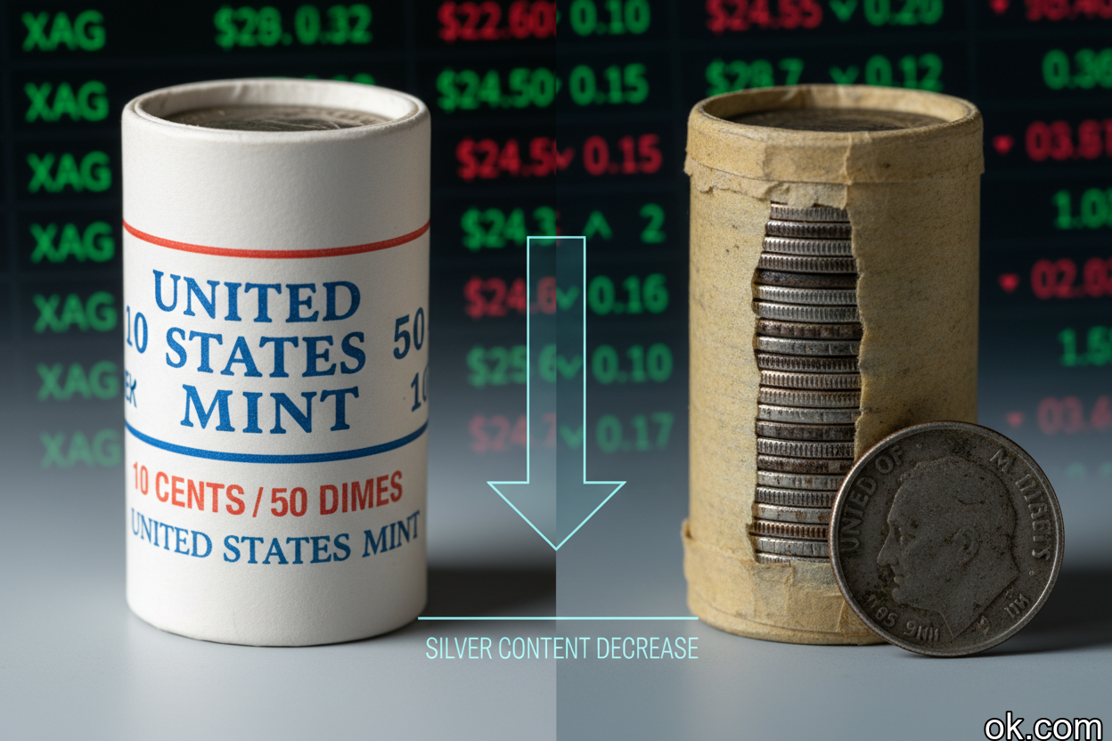 Image 3: Canadian fifty-cent coins from a worn, leather pou...