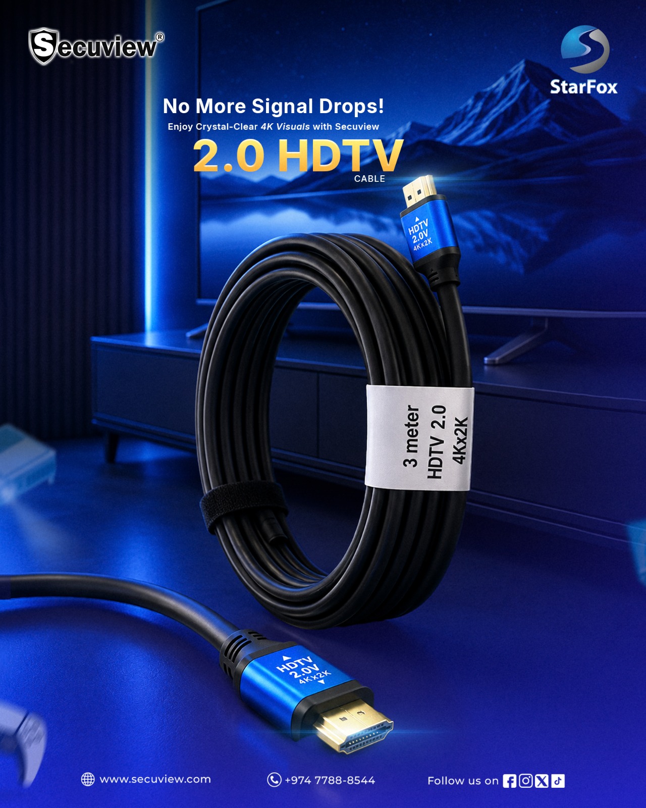 كابل سكوفيو 2.0 عالي الوضوح للتلفزيون (HDTV) بطول 3 أمتار - جديد تمامًا معروض للبيع