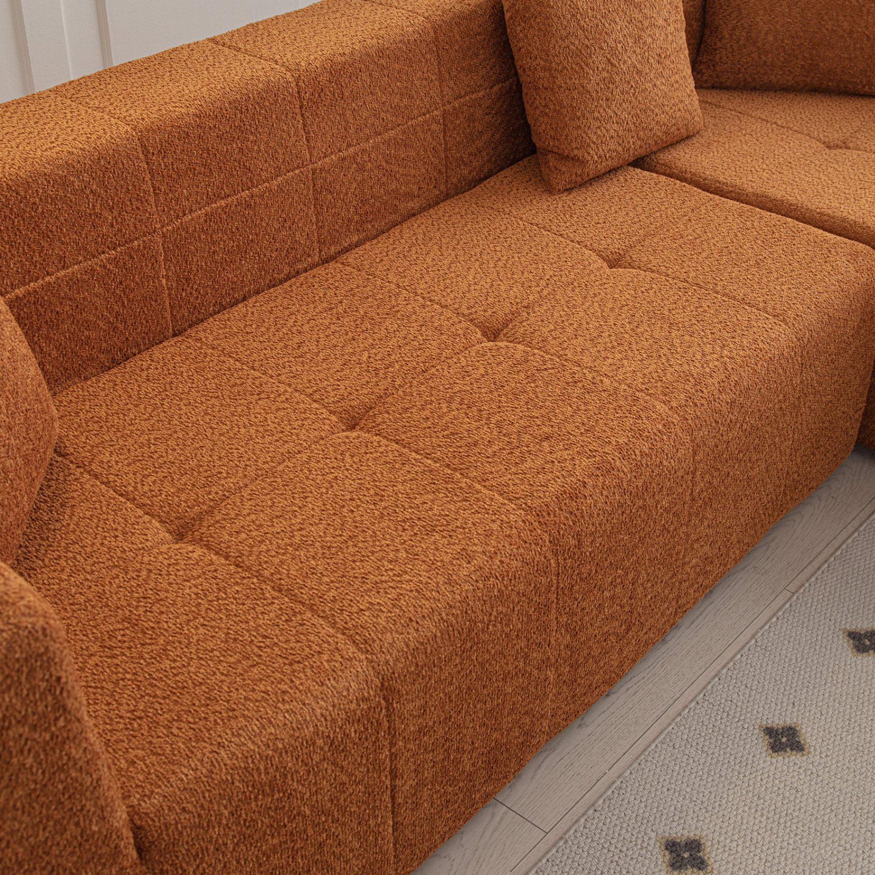 Sofá modular en forma de L de 105,5', juego de sillón cómodo con asiento profundo capitoné y chaise longue para sala de estar W848S0004163888708413441122