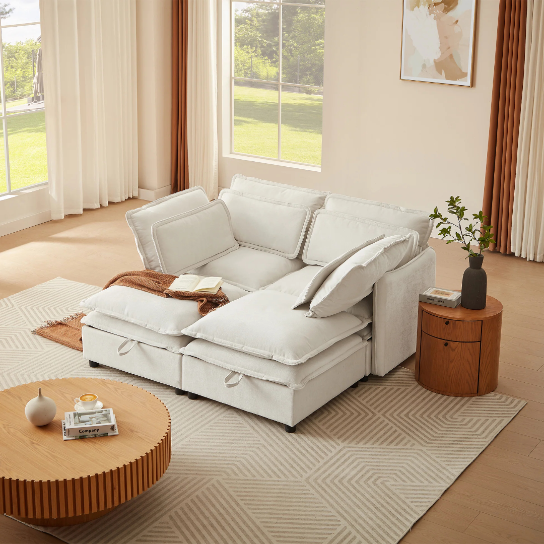 U_Style Double-Layer Cushion Modular Sofa, Freely Combinable, 4-Seater with Storage Function, Includes 4 Soft Cushions, Perfect for Living Rooms, Offices, and Apartments WY000422AAA63876855892867120