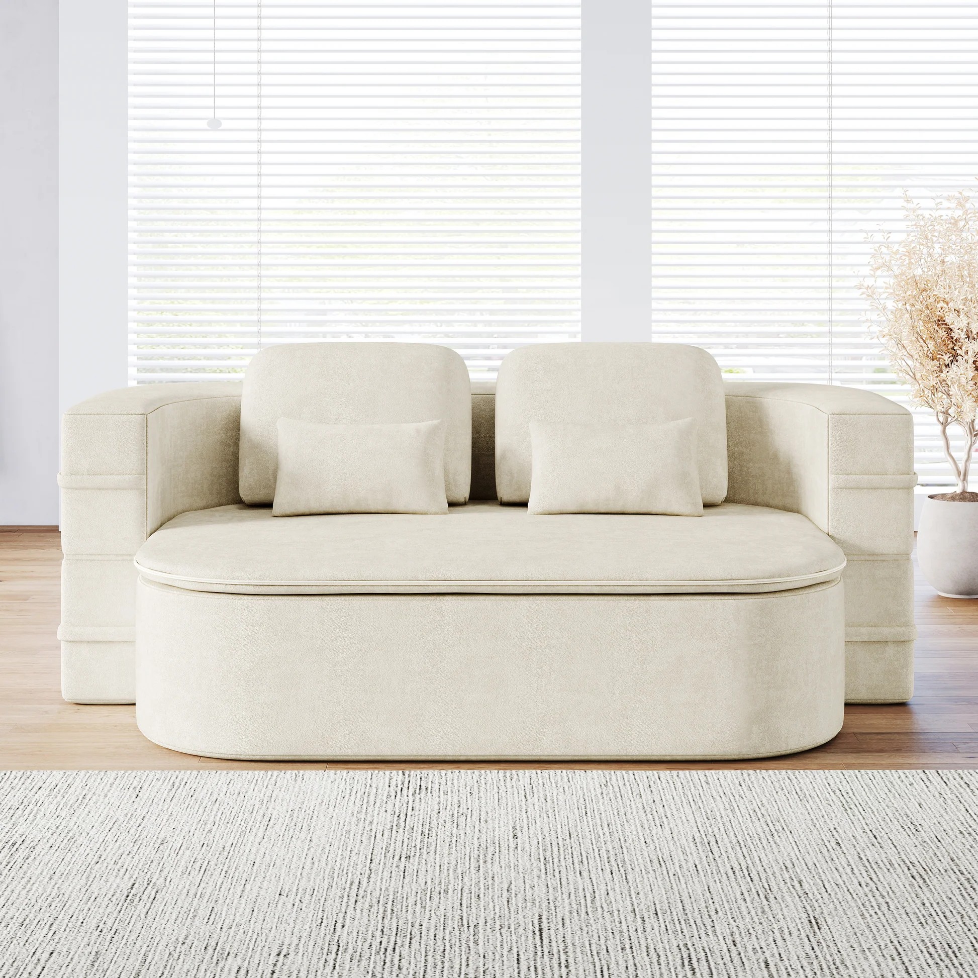 75''2-in-1 Foldable Sofa,Convertible Sleeper Foam Sofa Bed with Multi Functional Blanket, Chenille Floor folding sofa bed, Floor Sofa Lounge Sofa for Living Room Bedroom Lounge Studio W834P31704963889088304899120