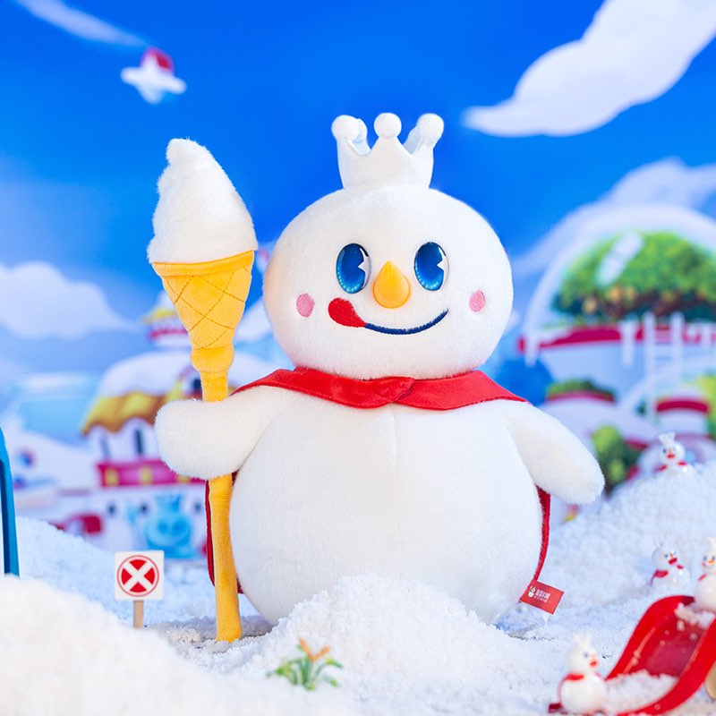 Snow King Plush Toy – 30cm | Cute Snowman Stuffed Doll with Crown & Ice Cream | Collectible Gift for Kids & Fans63694246649985120