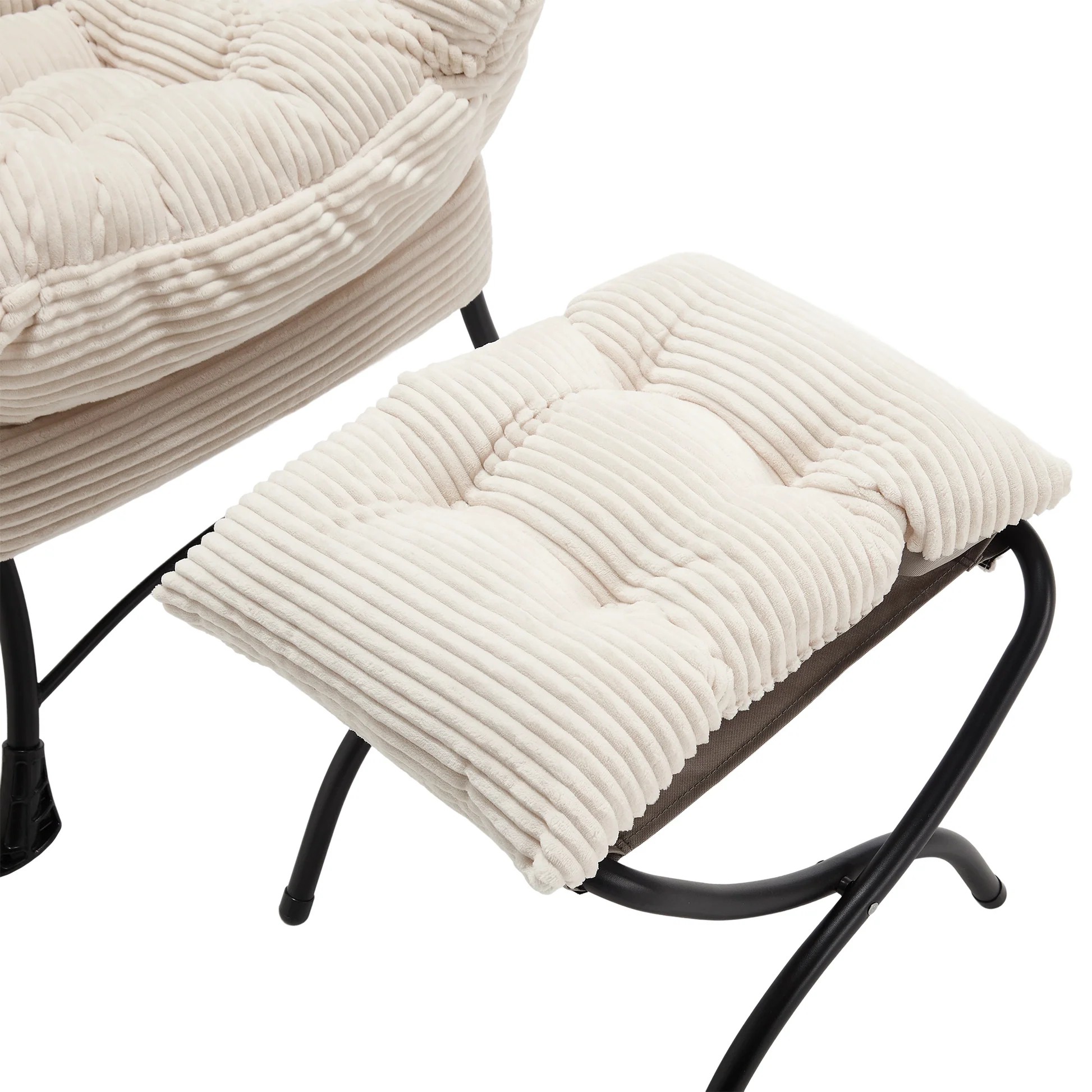 Lazy Chair with Ottoman, Modern Lounge Accent Chair with Armrests and a Side Pocket, Leisure Upholstered Sofa Chair Reading Chair with Footrest for Small Space, Corner Chair-White W640P27155363909973580162122